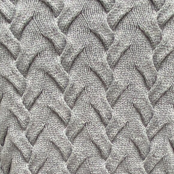 Lands End Drifter Basketweave Cable Knit Sweater Gray Classic Preppy Heritage-M - Picture 5 of 10